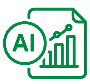 icono de análisis de datos y generación de informes con inteligencia artificial